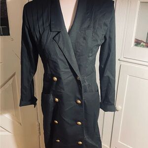 VTG 1980’s Trench Style Button Down Black Dress